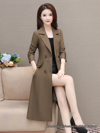 Damski trench coat srednje duljine, jesen 2025, korejski stil, slim fit, elegantan i zreo ženski kaput