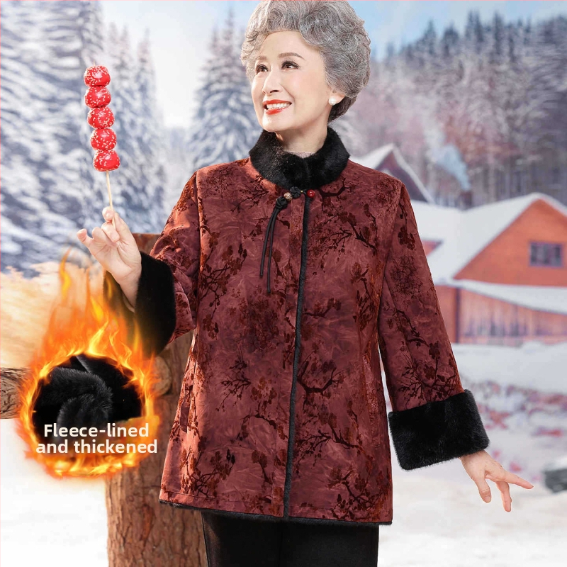 Sievietēm mākslīgās kažokādas mētelis, vidēja garuma, ziedu raksts, 94% poliesters, 6% elastāns, bez gludināšanas, zīmols Lady of the Tang Dynasty, Ziemas 2025