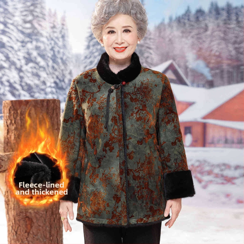 Sievietēm mākslīgās kažokādas mētelis, vidēja garuma, ziedu raksts, 94% poliesters, 6% elastāns, bez gludināšanas, zīmols Lady of the Tang Dynasty, Ziemas 2025