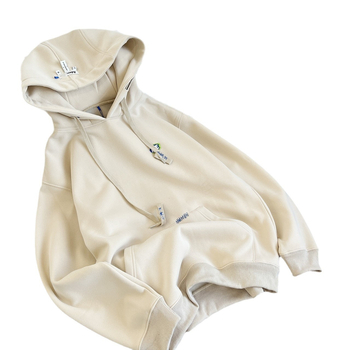 ADERH Hoodie od flisa s našivenim slovima, široka silueta, korejski stil, unisex
