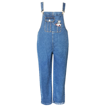 Σετ εγκυμοσύνης από τζιν παντελόνια με τιράντες, ελαφρώς φαρδιά γραμμή, υποστήριξη κοιλιάς, denim ύφασμα με 90–95% πολυεστέρα, άνοιξη 2024