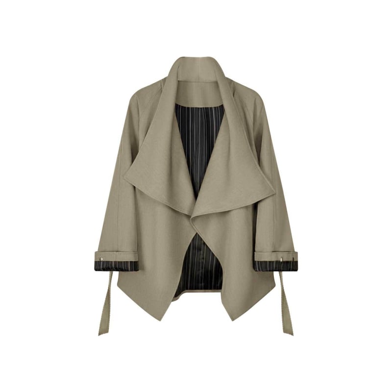 Dámska windbreaker, štíhla silueta, V-ový výstrih, dlhé rukávy, jednofarebná polyester-spandex tkanina