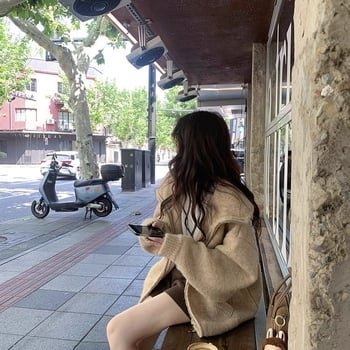 Pamukasti kardigan s kapuljačom i zatvaračem, široka silueta, dugi rukavi, za jesen-zimu