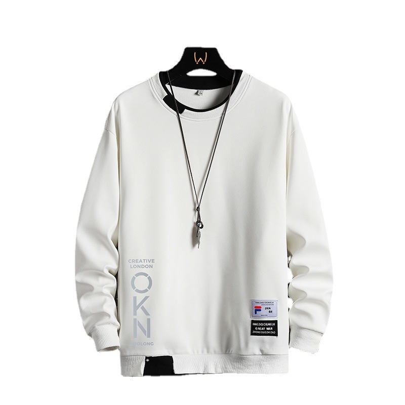 Muški pulover s flis unutrašnjosti, okrugli izrez, korejskog stila, dugi rukavi, 95% poliester