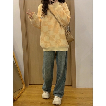 Yan Weiting džemper, polo ovratnik, dugi rukavi u stilu princeze, Ice Silk-Spandex mješavina, ovčja vuna