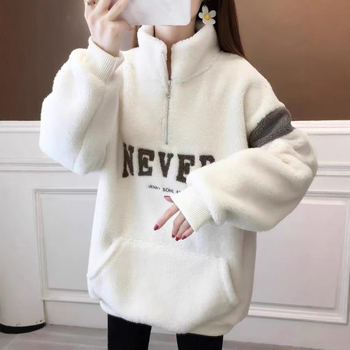 Ženska debela zimska dukserica s stojećim ovratnikom, opušten kroj – anime crtani motiv, dugi rukavi, poliester