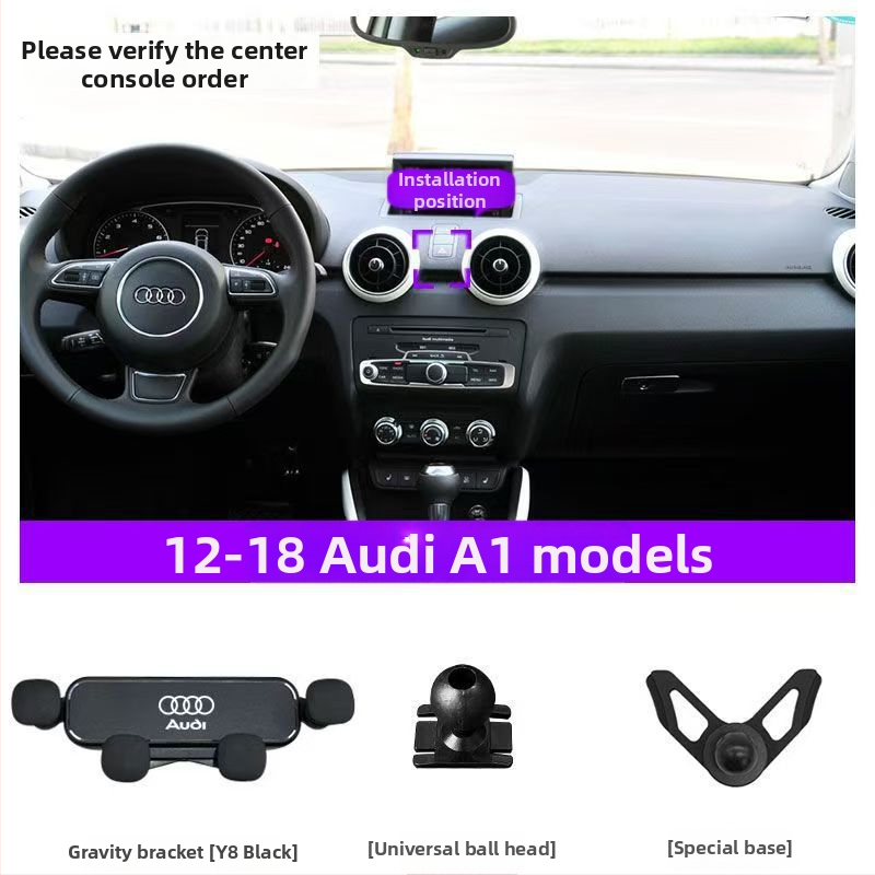 Senzhong Autode telefonihoidja Audi jaoks: A4L, A6L, A3, Q5L, Q2L, Q3, A5, A7, Q7, A8L, Q8 – paneelile kinnitamine, Snap-On paigaldus