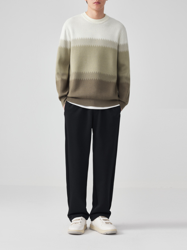 M-MAICCO color-block sesame-dot jacquard džemper s okruglim izrezom, dugi rukavi, pamukasto-mješani materijal, zima 2025