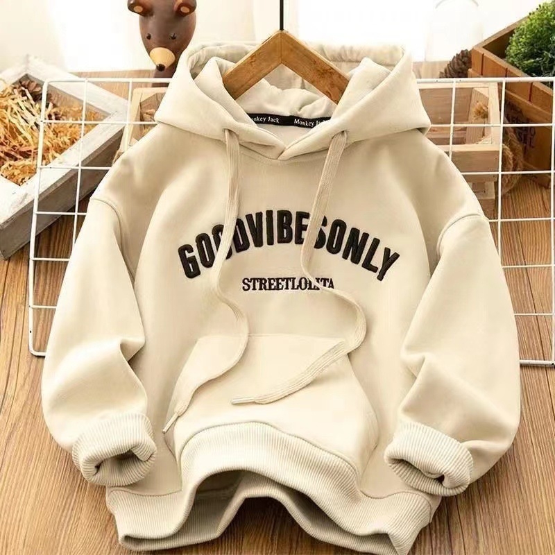 Korejskog stila hoodie s kapuljom, fleece podstava, debeli zimski sloj, unisex udoban kroj, 90% poliester