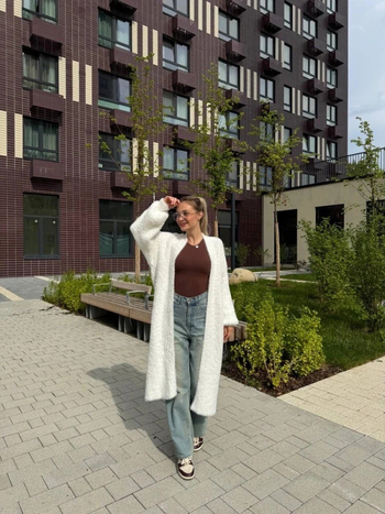 Ženski dugi pleteni kardigan, pahuljast i topao, bez ovratnika, dugi rukavi, jednobojan, kardigan stil, japansko-korejski ležerni stil, jesen zima, poliesterova smjesa