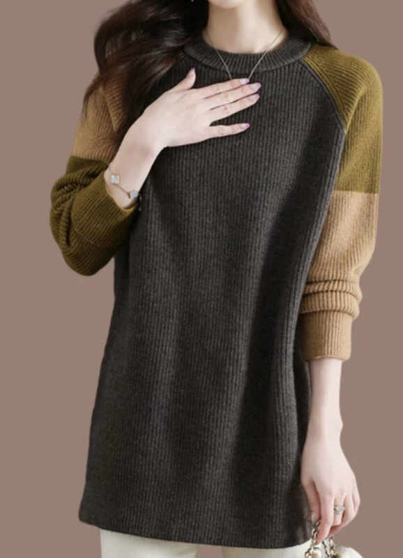 Pleteni pulover s jednostavnim uzorkom, kapuljača, srednja duljina, uski kroj, elegantan gradski stil