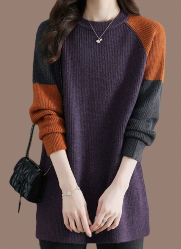 Pleteni pulover s jednostavnim uzorkom, kapuljača, srednja duljina, uski kroj, elegantan gradski stil