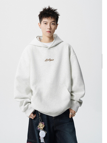 Duks s kapuljom od flisa s tiskom američkih slova, poliester materijal, fleece podstava, širok kroj