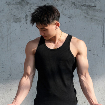 Muški sportski bez rukava top, široka silueta, poliester, za sport, proljeće 2025, ravni donji rub