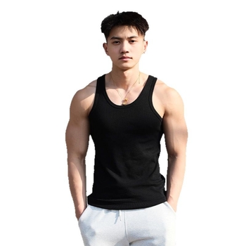 Muški sportski bez rukava top, široka silueta, poliester, za sport, proljeće 2025, ravni donji rub