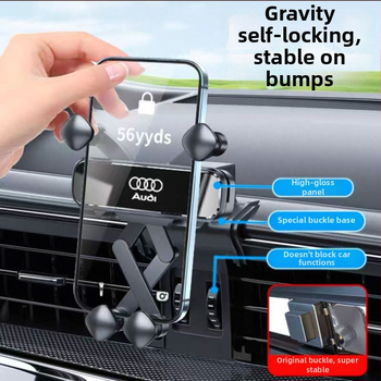 Audi auto telefonihoidja Snap-On armatuurlaudade kinnitusega, nelja punktiga kinnitusdisain, ühilduv A4L/A6L/A3/Q5L/Q2L/Q3/A5/A7/Q7/A8L/Q8