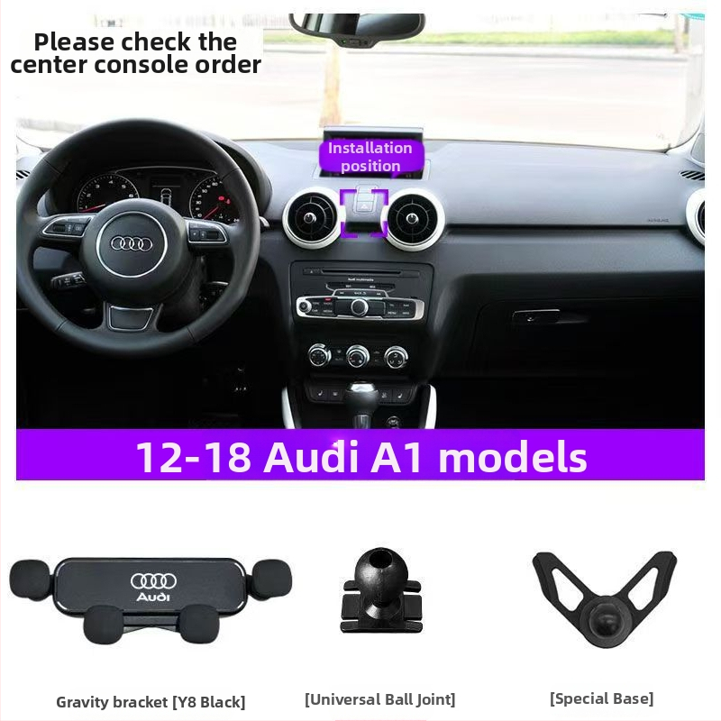 Senzhong Audi automobilio telefono laikiklis ant prietaisų skydelio, Snap-On montavimas, keturių taškų veidrodžio stilius