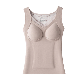 Női gyapjú termoszál mellény csipkével és applikációkkal, beépített melltámasz és belső felső, dupla réteg, V-nyakú, 251–300 g/m²