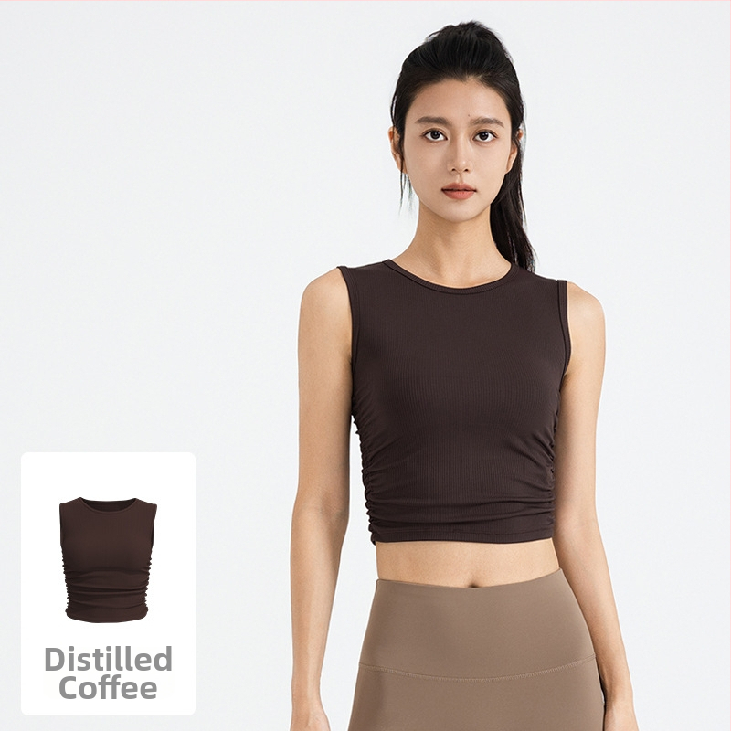 Moteriška be rankovių jogos viršūnė su siauru siluetu, greitai džiūstantis audinys, poliesterio/spandekso mišinys, 82,5% poliesterio + 17,5% spandekso, vasara 2024