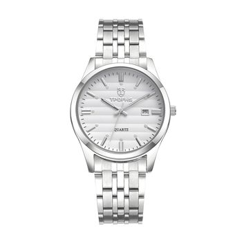 RUOLINDO kvarc karóra fénylő számlappal, rozsdamentes acél szíjjal, naptárral, 10 m vízállósággal, CHENLONG 618 mozgással