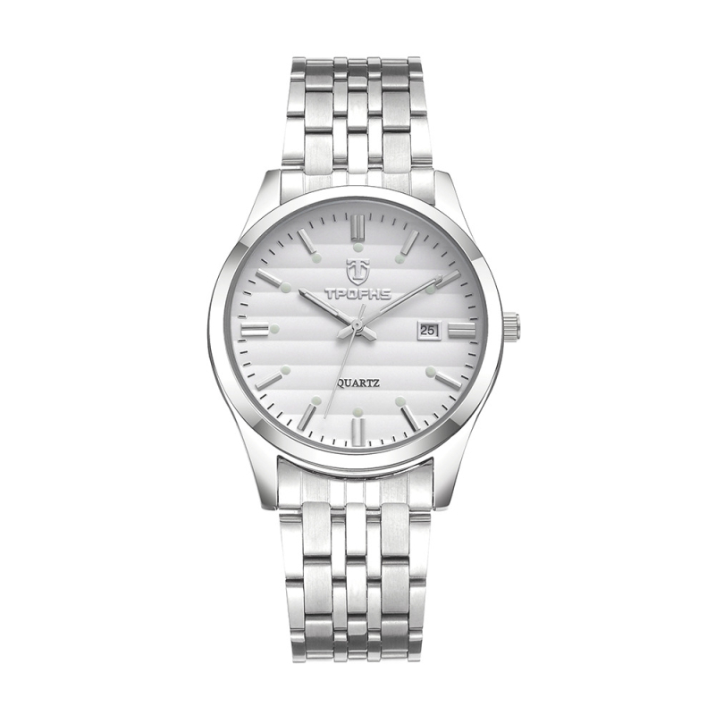 RUOLINDO kvarc karóra fénylő számlappal, rozsdamentes acél szíjjal, naptárral, 10 m vízállósággal, CHENLONG 618 mozgással