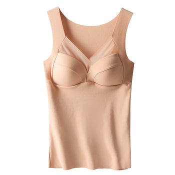 Női meleg mellény nylon anyagból, beépített melltartó-kupakkal, fleece bélés, V-nyakú, pulóver-stílus, egy rétegű