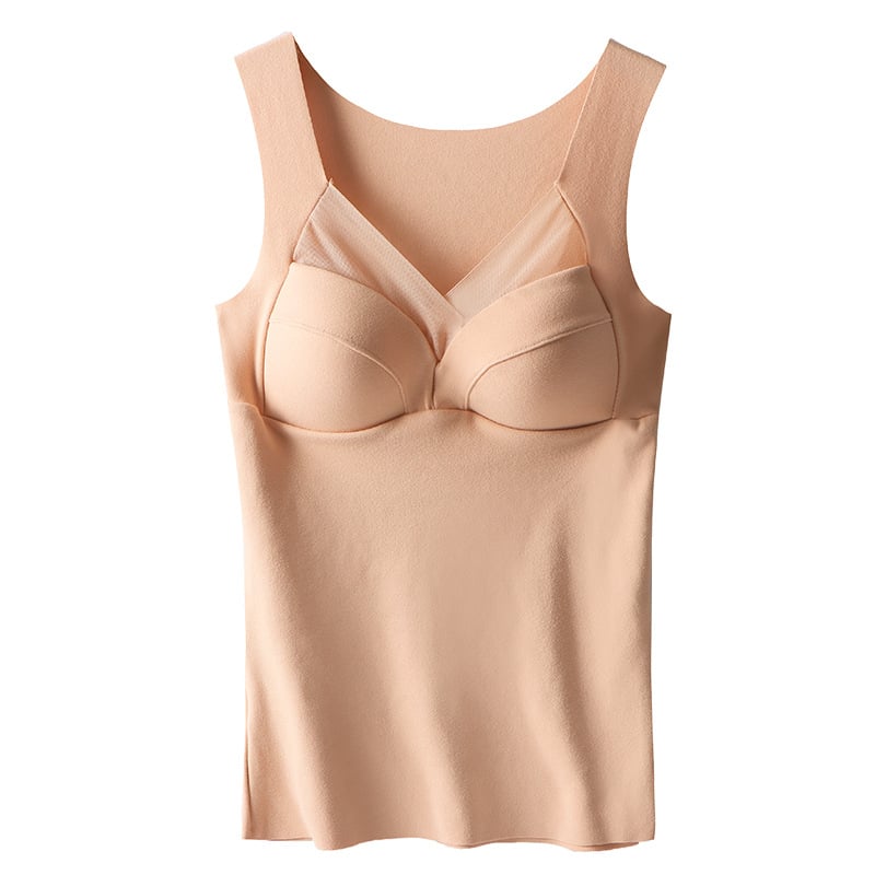 Női meleg mellény nylon anyagból, beépített melltartó-kupakkal, fleece bélés, V-nyakú, pulóver-stílus, egy rétegű