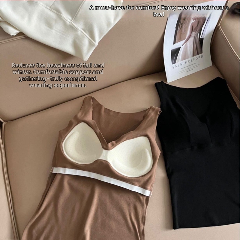 Termálna vesta pre ženy s integrovanými pohárikmi, fleecová podšívka, hrubý polyesterový materiál (201–250 g/m²), 90–95% polyester, V výstrih