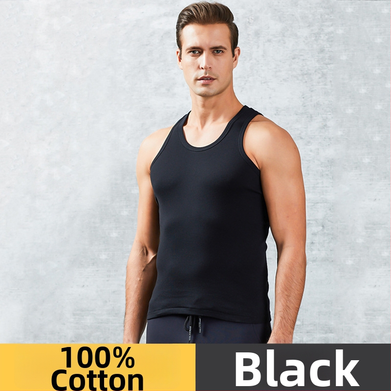 Vīriešu sporta bez piedurknēm tops no 100% kokvilnas, apļveida kakla izgriezums, 161–180 g/m², visām sezonām, izlaists 2025