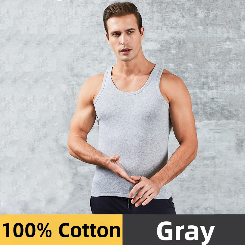 Vīriešu sporta bez piedurknēm tops no 100% kokvilnas, apļveida kakla izgriezums, 161–180 g/m², visām sezonām, izlaists 2025