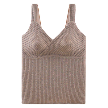 Női nejlonból készült termosz alapréteg felső, mellkas párnával, fleece-sel bélelt, dupla rétegű, U-nyakú kivágású, hordható külső ruházatként