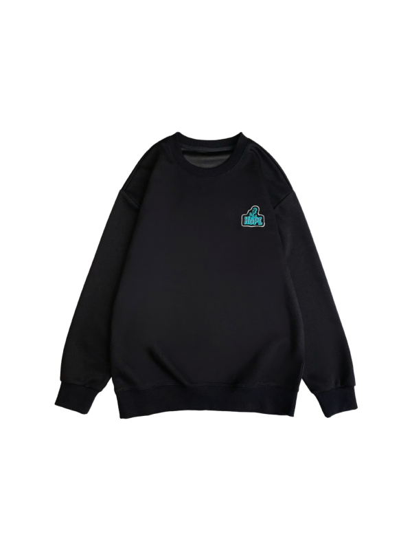 Ανδρικό φούτερ από βαμβάκι με επένδυση φλίς, στρογγυλό λαιμό, μακριά μανίκια, κεντημένο σχέδιο καρτούν