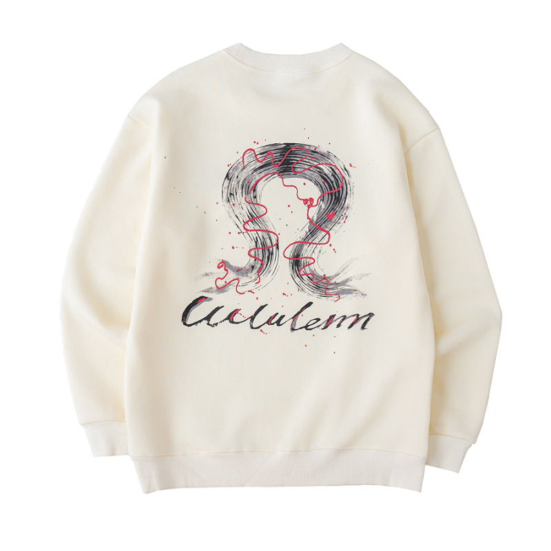 Ανδρικό φούτερ από βαμβάκι με επένδυση φλίς, στρογγυλό λαιμό, μακριά μανίκια, κεντημένο σχέδιο καρτούν