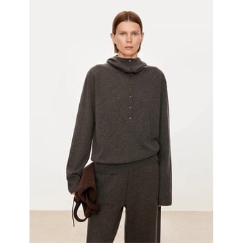 Női kapucnis gyapjú kötött pulóver, 95% gyapjú, hosszú ujjú, pull-over stílus, japán-koreai casual stílus, őszi 2025