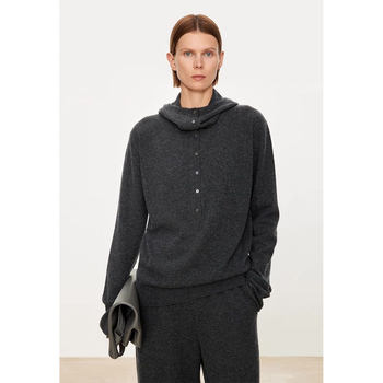 Női kapucnis gyapjú kötött pulóver, 95% gyapjú, hosszú ujjú, pull-over stílus, japán-koreai casual stílus, őszi 2025