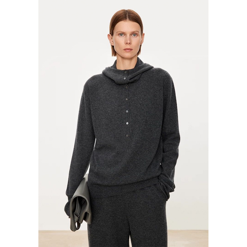 Női kapucnis gyapjú kötött pulóver, 95% gyapjú, hosszú ujjú, pull-over stílus, japán-koreai casual stílus, őszi 2025