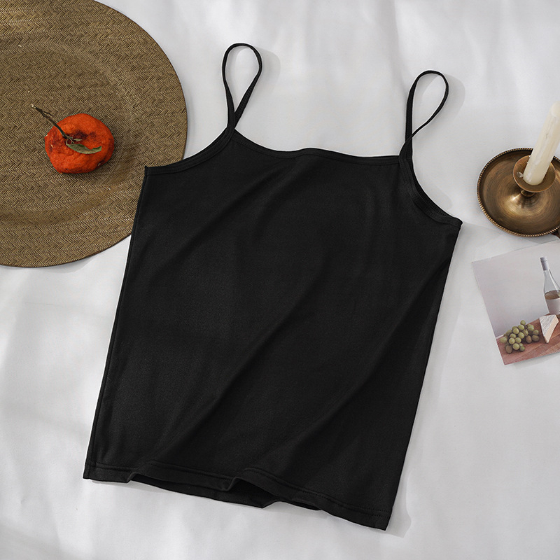 Camisole Milk Silk, s tankim trakicama, kvadratni ovratnik, 95–100% poliester, ljeto, proljeće i jesen