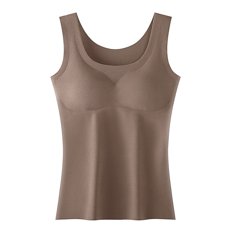 Ženska termalna vest s umetkom za dojke, okrugli izrez, debeli poliester materijal (251–300 g/m²), pulover stil, jednobojna