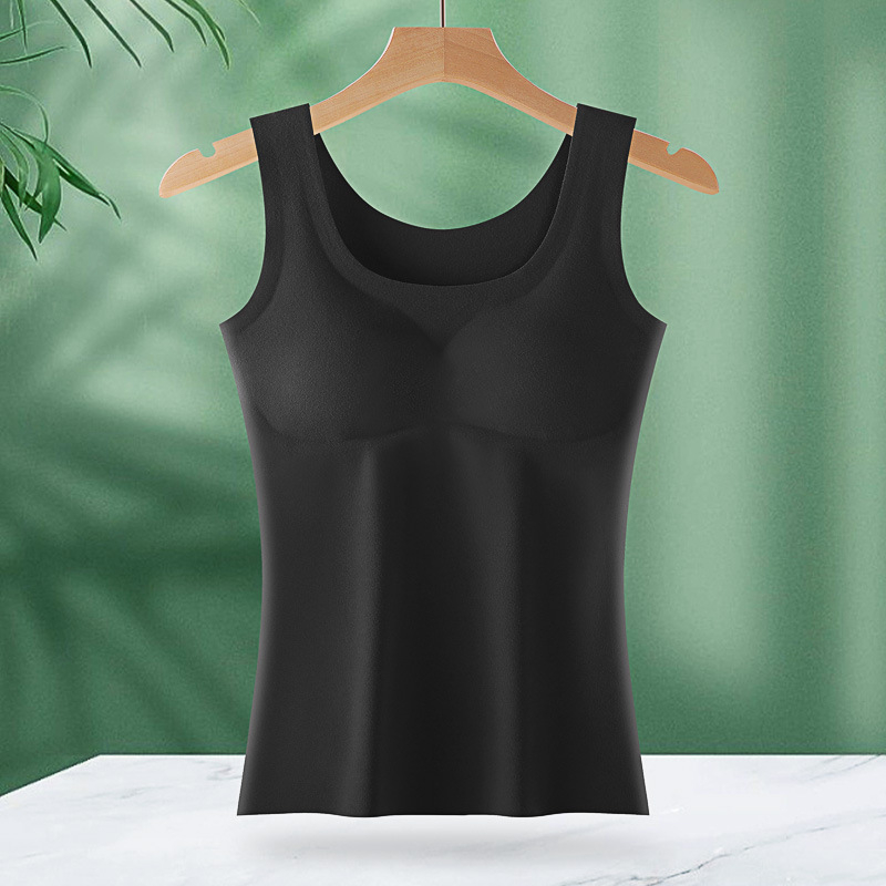 Ženska termalna vest s umetkom za dojke, okrugli izrez, debeli poliester materijal (251–300 g/m²), pulover stil, jednobojna