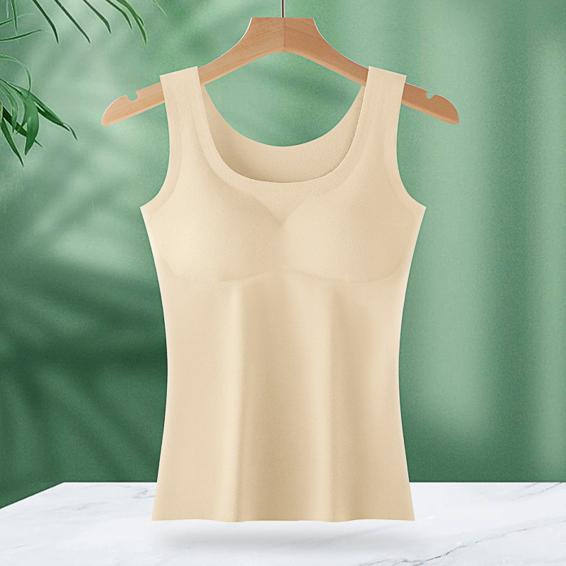 Ženska termalna vest s umetkom za dojke, okrugli izrez, debeli poliester materijal (251–300 g/m²), pulover stil, jednobojna