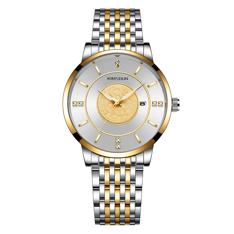 Muški kvarcni sat s kalendarom, svjetleći prikaz, prozirna stražnja stranica, promjer brojčanika 42 mm, vodootpornost 30 m