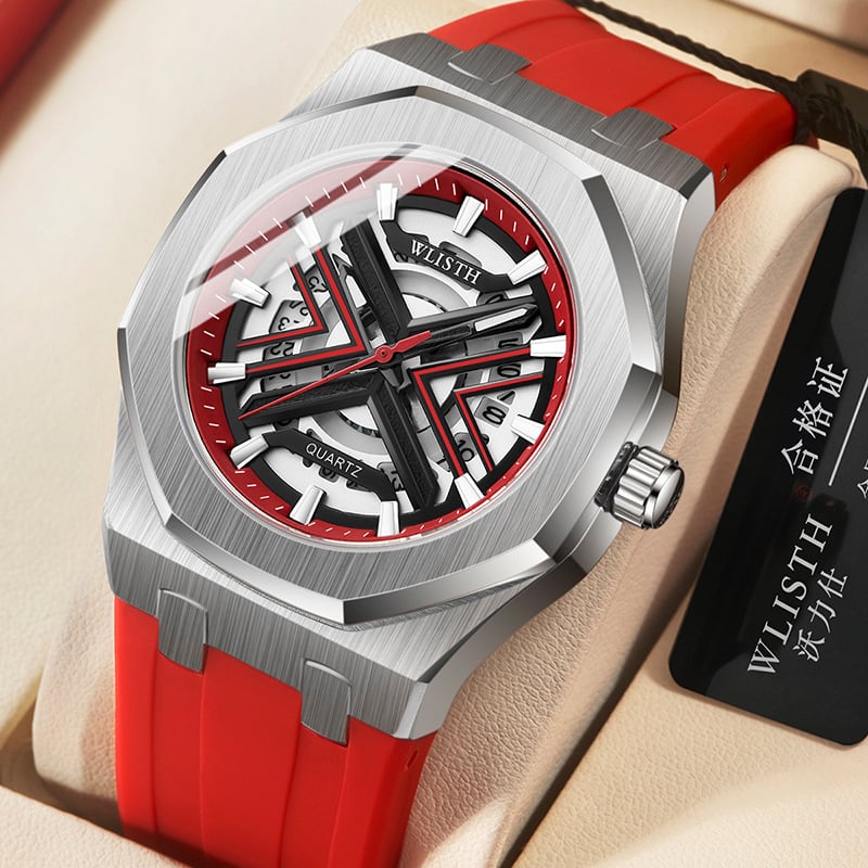 Wulishi 6148 Muški sportski kvarcni sat s romboidnim brojčanikom 42 mm, luminozan zaslon i kalendar, vodootpornost do 30 m