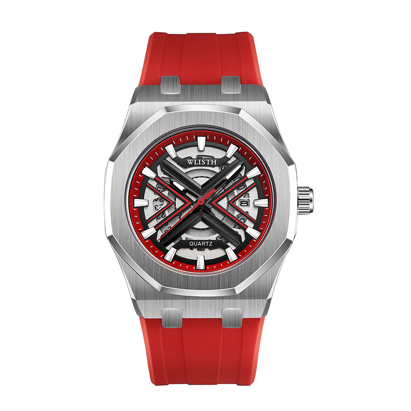 Wulishi 6148 Muški sportski kvarcni sat s romboidnim brojčanikom 42 mm, luminozan zaslon i kalendar, vodootpornost do 30 m