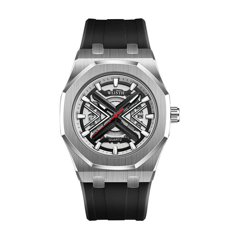 Wulishi 6148 Muški sportski kvarcni sat s romboidnim brojčanikom 42 mm, luminozan zaslon i kalendar, vodootpornost do 30 m
