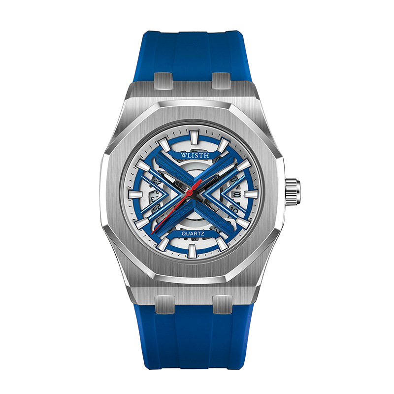 Wulishi 6148 Muški sportski kvarcni sat s romboidnim brojčanikom 42 mm, luminozan zaslon i kalendar, vodootpornost do 30 m