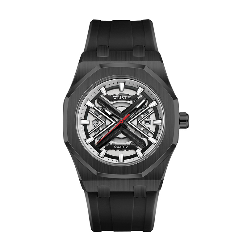 Wulishi 6148 Muški sportski kvarcni sat s romboidnim brojčanikom 42 mm, luminozan zaslon i kalendar, vodootpornost do 30 m