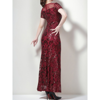 Vječernja haljina s glitterom u europsko-američkom retro stilu 1920-ih, elegantan okrugli izrez (Chenille tkanina; Spandex; Spandex; Super uski kroj; Proljeće 2025)
