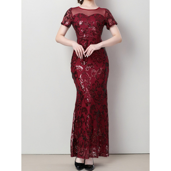 Vječernja haljina s glitterom u europsko-američkom retro stilu 1920-ih, elegantan okrugli izrez (Chenille tkanina; Spandex; Spandex; Super uski kroj; Proljeće 2025)