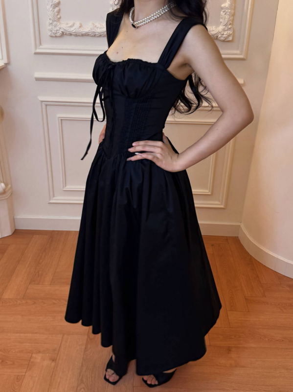 Μακριά φόρεμα χωρίς μανίκια με τιράντες, ψηλή μέση, patchwork σχέδιο, φερμουάρ