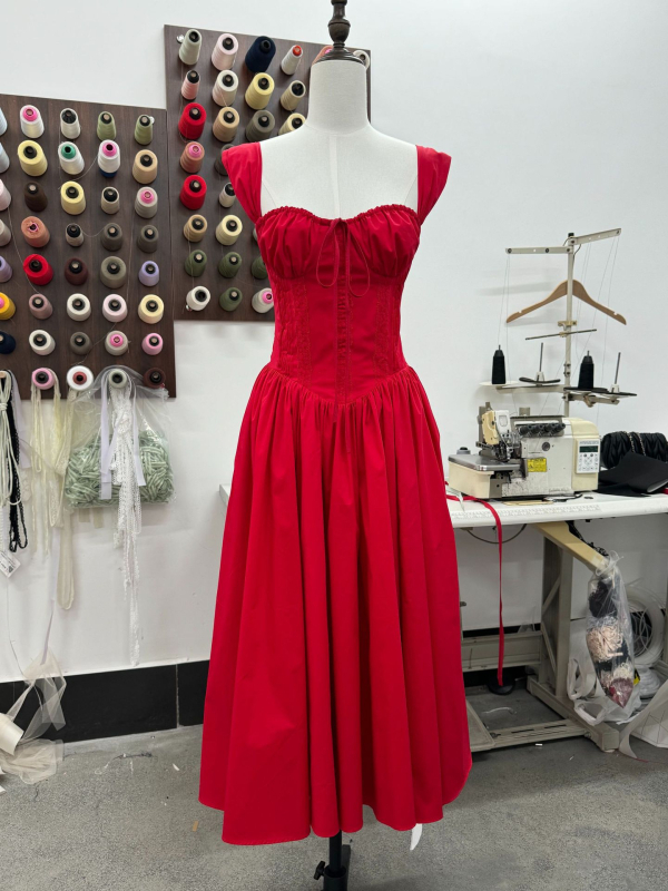 Μακριά φόρεμα χωρίς μανίκια με τιράντες, ψηλή μέση, patchwork σχέδιο, φερμουάρ